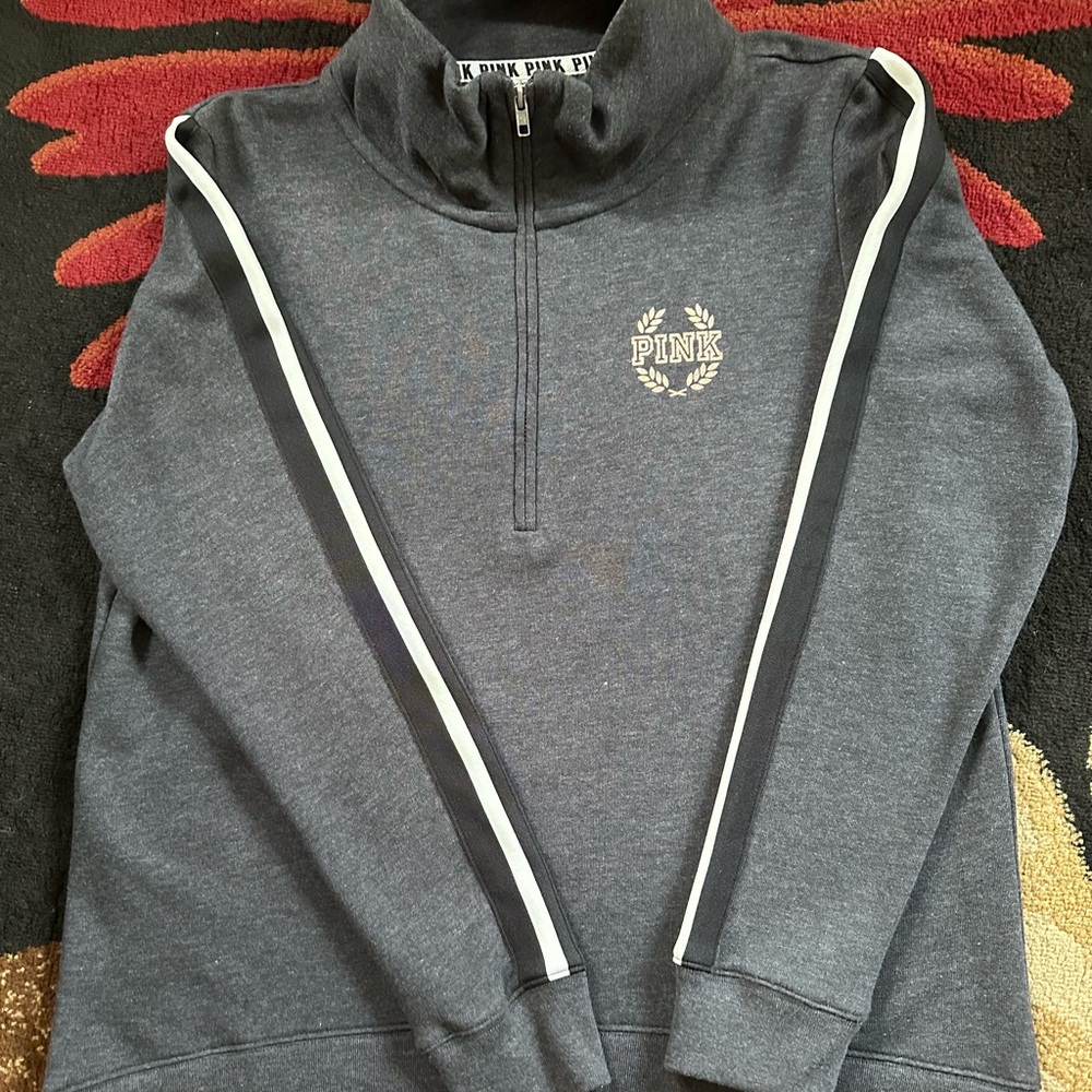 NWOT PINK Victoria Secret Women’s Grey Vintage Varsity BLING sequin sweatshirt - Picture 2 of 4